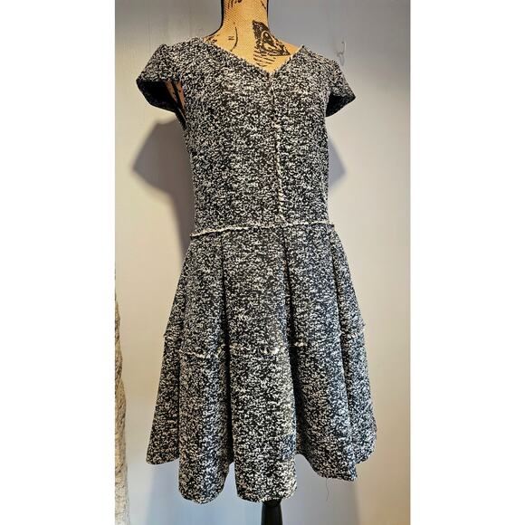 Betsey Johnson Dress Tweed Fit/Flare Black White, Fully Lined, Gorgeous, Sz 6 - Picture 6 of 16